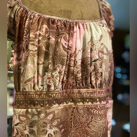 Venezia brown pink fairycore y2k babydoll top - Picture 2 of 4